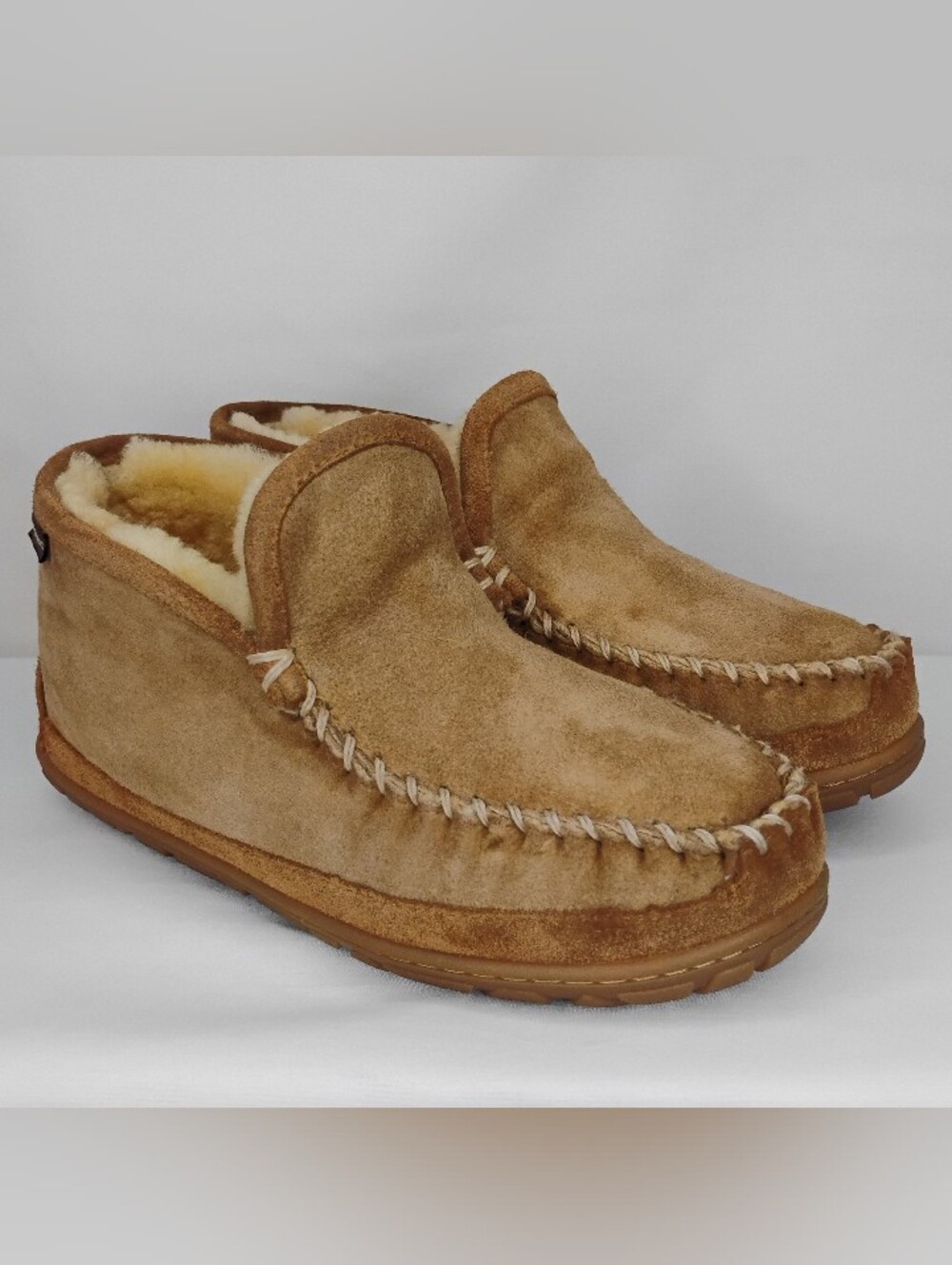 Women's Size 8 LL Bean Wicked Good Slipper Boot Light Brown Suede Warm Fur Lined